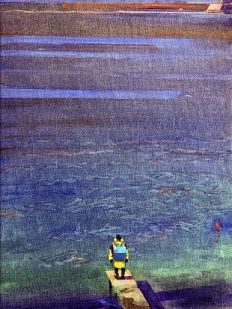 Картхолдер двойной, «На пирсе», экокожа, художник Василий Аникин