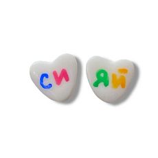 Серёжки-гвоздики «Сияй», полимерная глина, белые