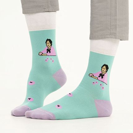 Носки «Девочка с персиками», р-р 38-41, бирюзовые, фото 1.