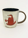 Кружка ручной работы Ким керамика с росписью Лис в свитере и чашкой чая, керамика, 450 мл, превью фото 1
