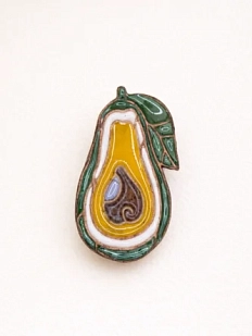 Брошь ручной работы «Авокадо», Partala ceramics