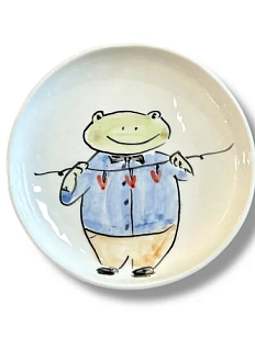 Тарелка ручной работы Лягушка , керамика, 13-14 см