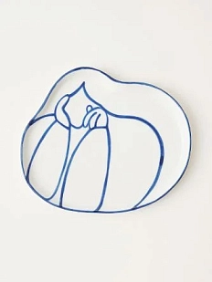 Фигурная тарелка ручной работы «Собеседница», полуфарфор, 21 см