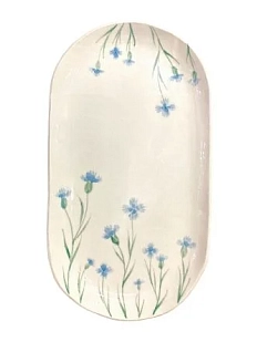 Блюдо Верба керамика ручной работы «Васильки», овальное, керамика, 20 см