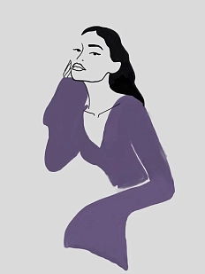 Постер интерьерный «Девушка в фиолетовом», А4