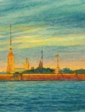 Обложка на студенческий билет «Вид на Петропавловскую крепость», экокожа