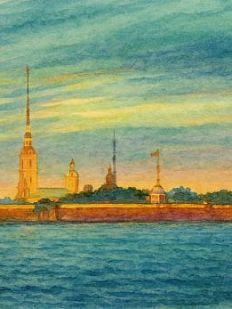 Обложка на студенческий билет «Вид на Петропавловскую крепость», экокожа