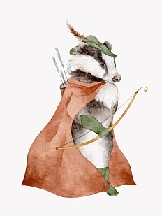 Постер интерьерный в детскую «Барсук Робин», А3