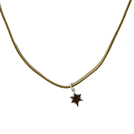 Кулон ручной работы на кожаном ремешке «Звезда», нейзильбер, фото 1.