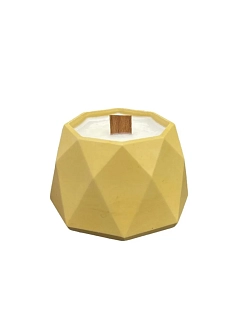 Свеча в гипсовом стакане многограннике, охра