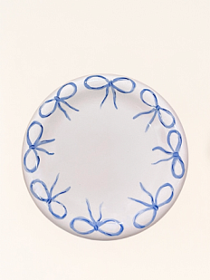 Тарелка ручной работы с бантиками, бело-голубая, керамика, 20 см
