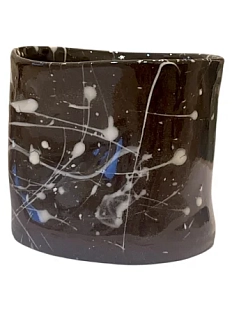 Стакан ручной работы ММ керамика, тёмно-коричневый с белыми разводами, 220 мл