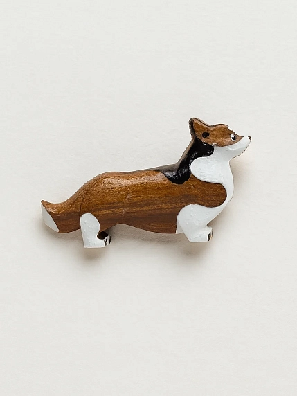 Брошь «Корги», тёмная, фото 1.