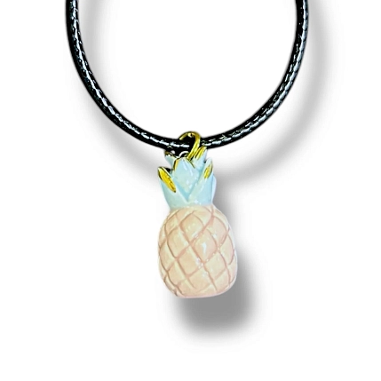 Подвеска ручной работы с ананасом, розовая, керамика, фото 1.