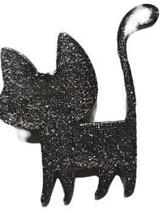 Брошь «Кошка чёрная с блестками»