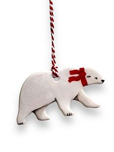 Ёлочная игрушка из керамики «Белый мишка», 6 см
