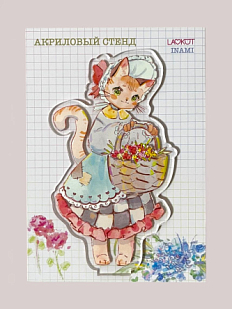 Акриловая статуэтка «Кошечка в летнем наряде с корзинкой», 13см