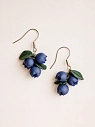 Серьги Подарки руками «Голубика с листиком», полимерная глина, превью фото 2
