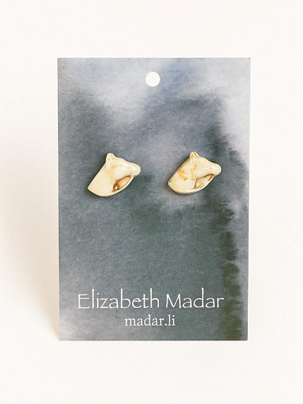 Серьги «Голова лошади», керамика., фото 1.