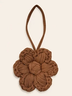 Вязаный обвес Новика «Цветок», коричневый, 10 см