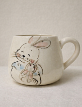 Кружка ручной работы НАДО ЖЕ с росписью «Зайка и зайчонок», белая, керамика, 300 мл
