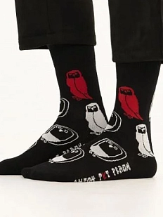 Носки «В любой непонятной ситуации вызывай сову», р-р 38-41, чёрные