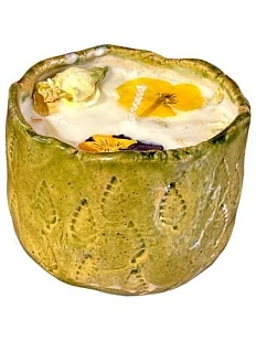 Свеча в стакане ручной работы «Ёлочки», керамика