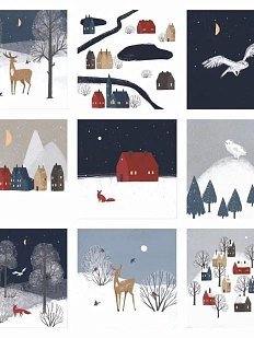 Набор квадратных сканди открыток №4, 9 шт.