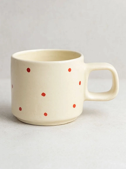 Кружка ручной работы Мария Гордеева с фигуркой Кот в красный горошек, полуфарфор, 250 мл, фото 2.