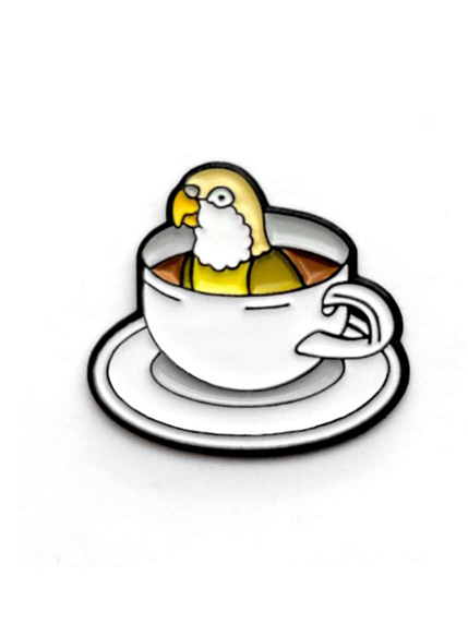 Металлический пин WAF WAF «Кофейный попугай», фото 1.