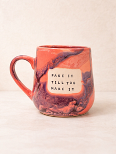 Кружка ручной работы NF ceramics «Fake it till you make it», фиолетовая, керамика, 600 мл