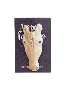 Брошь ручной работы Мария Гордеева «Лошадка», бежевая, керамика