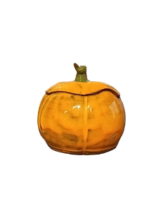 Шкатулка ручной работы Тыква, оранжевая, керамика, 12 см