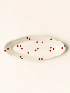 Селедочница ручной работы ММ керамика «Конфетти», белая, 29 см