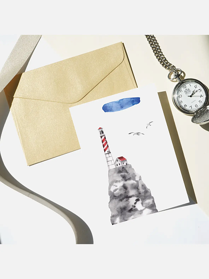 Открытка DARI DARI «Красный маяк на скале», А6, фото 2.