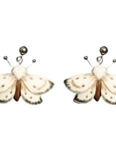 Серёжки-гвоздики с суккулентами «Моль», полимерная глина, бежевые