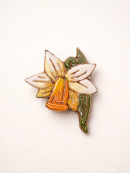 Брошь ручной работы «Нарцисс», Partala ceramics, фото 1.