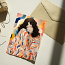 Открытка DARI DARI «Задумчивая девушка в ярком платье», А6, превью фото 2