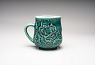 Кружка ручной работы «Пион», зелёная, фарфор, 430 мл, превью фото 3
