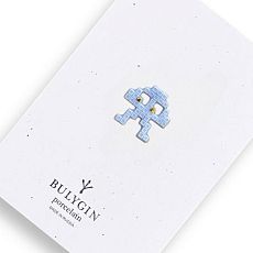 Брошь ручной работы Bulygin «Захватчик» малая, голубая, фарфор