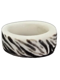 Кольцо ручной работы Бережно «‎Зебра»‎‎, керамика, черно-белое