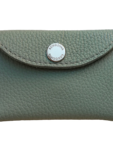 Cкладной кошелек-визитница ручной работы, Kokosina bags, натуральная кожа, зелёный