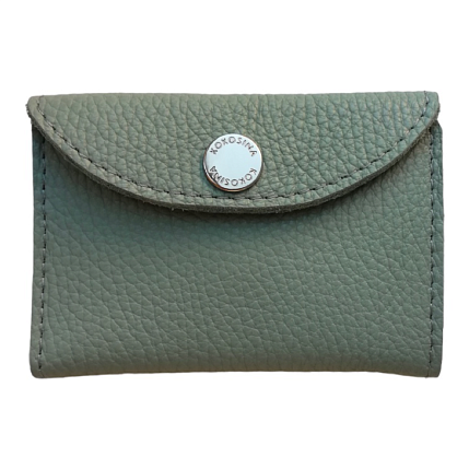 Cкладной кошелек-визитница ручной работы, Kokosina bags, натуральная кожа, зелёный, фото 1.