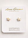 Серёжки-гвоздики «Звездочки в точки», фарфор, бело-золотые, превью фото 1
