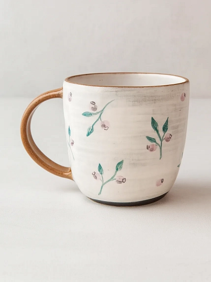 Кружка ручной работы Ким керамика с росписью Лис с голубикой, керамика, 450 мл, фото 3.