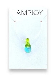 Чокер ручной работы Лампджой «Капля», сине-зелёный, стекло