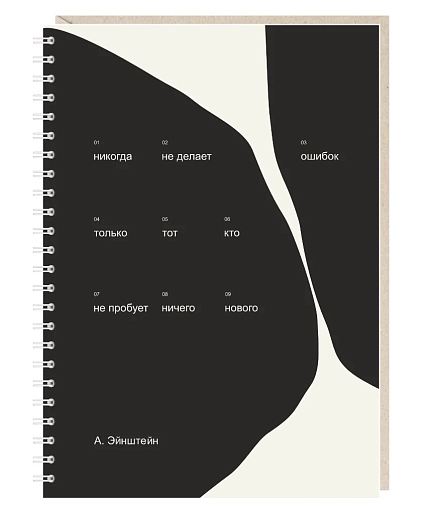 Ежедневник Mitrozhe «Никогда не делает ошибок», А5, черно-белый, фото 1.