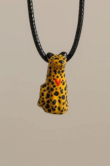 Подвеска ручной работы Боттери керамика «‎Леопард сидящий»‎, керамика, фото 2.