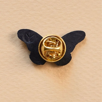 Брошь ручной работы Фарфор Булыгина «Бабочка», чёрно-серебристая, фото 6.