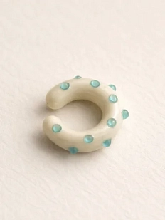 Кафф Лампджой глянцевый, стекло, белый в темно-голубой горошек